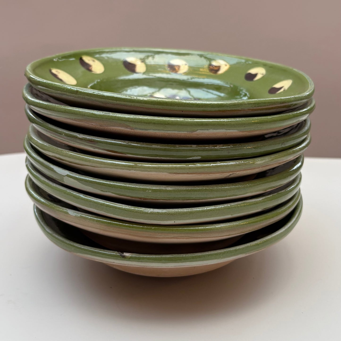 Green Ceramic Shallow Bowl