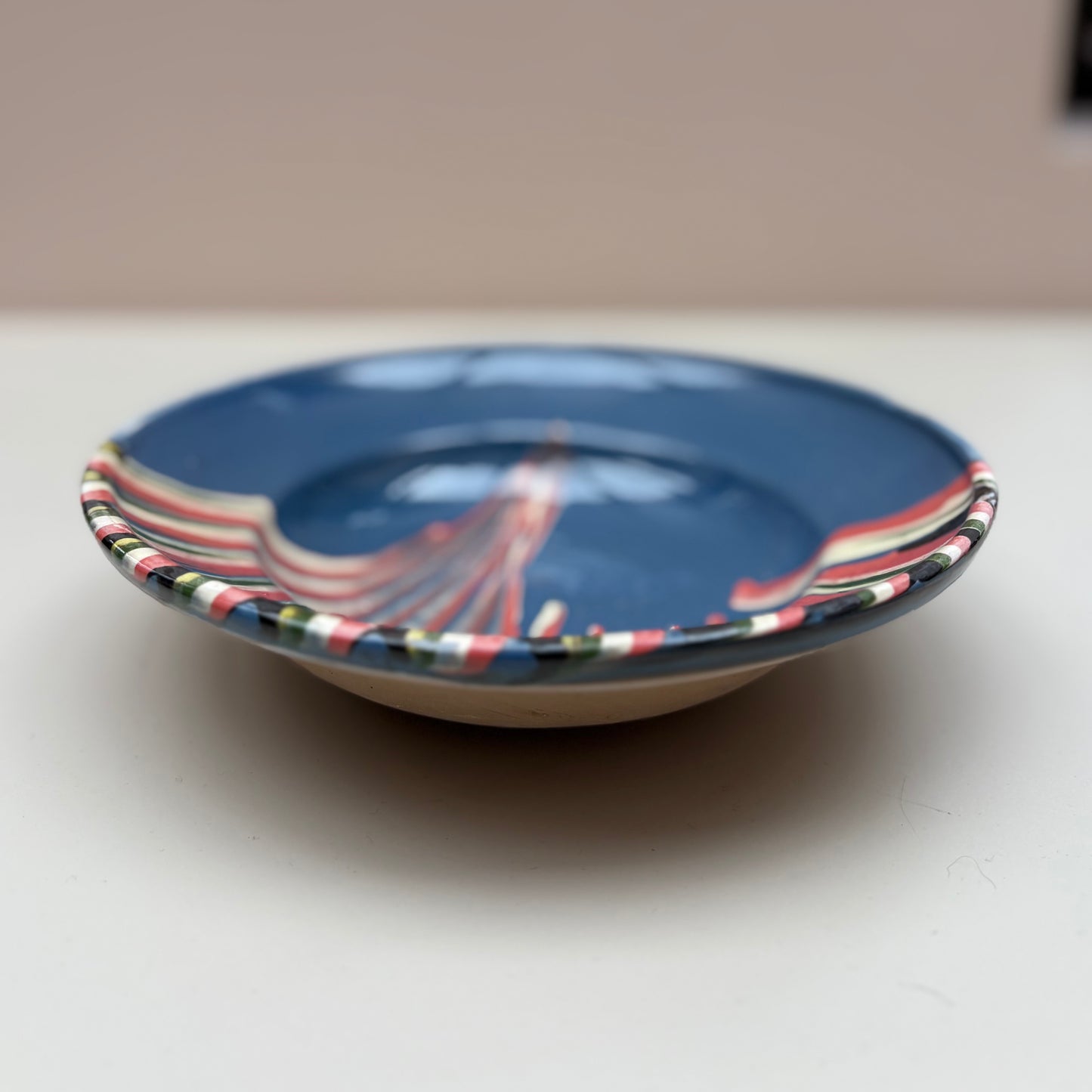 Blue Ceramic Shallow Bowl