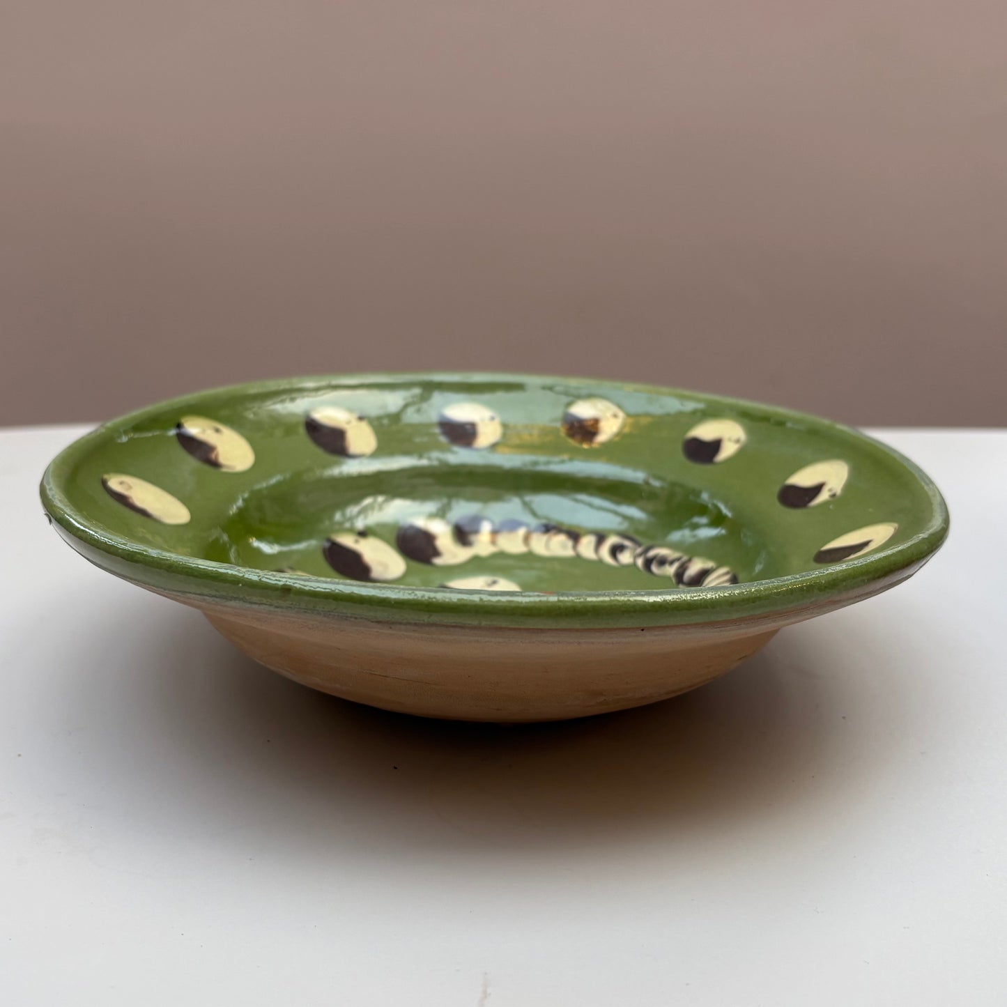 Green Ceramic Shallow Bowl