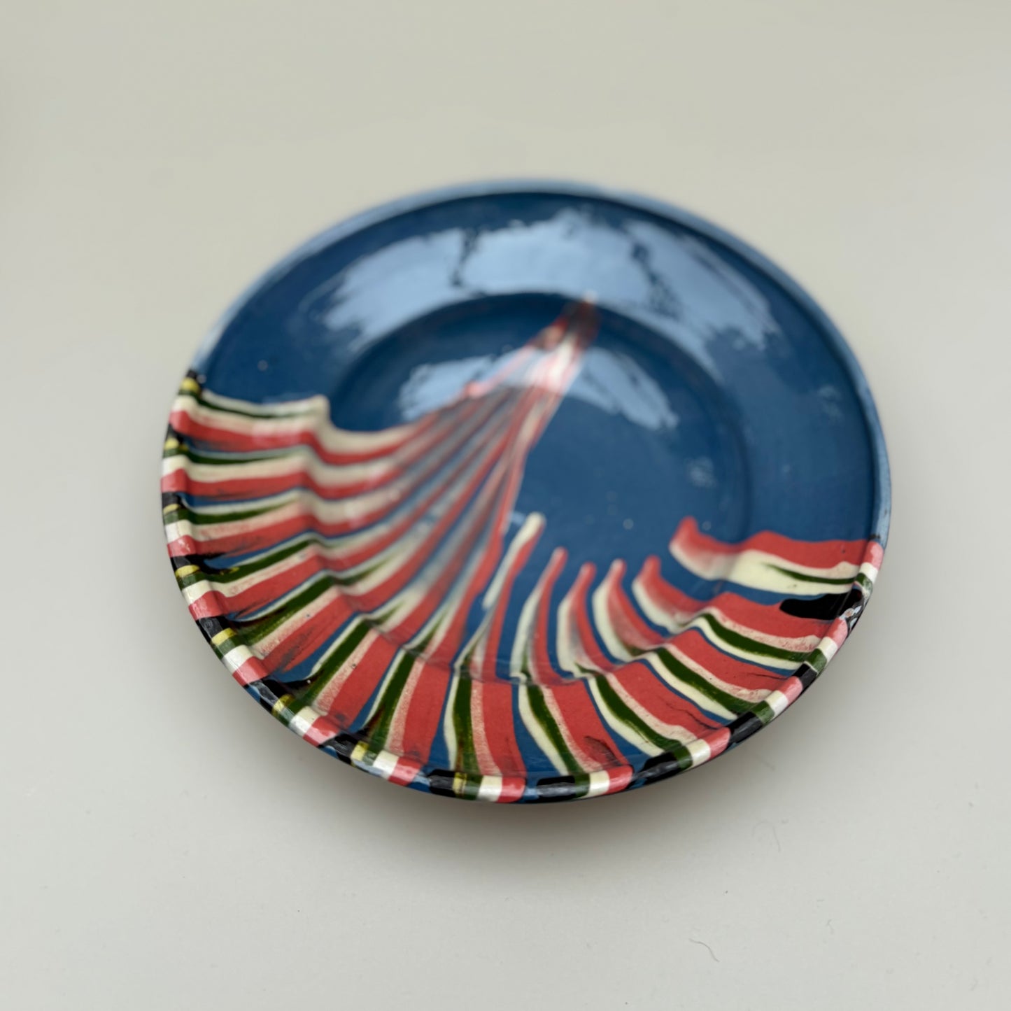 Blue Ceramic Shallow Bowl