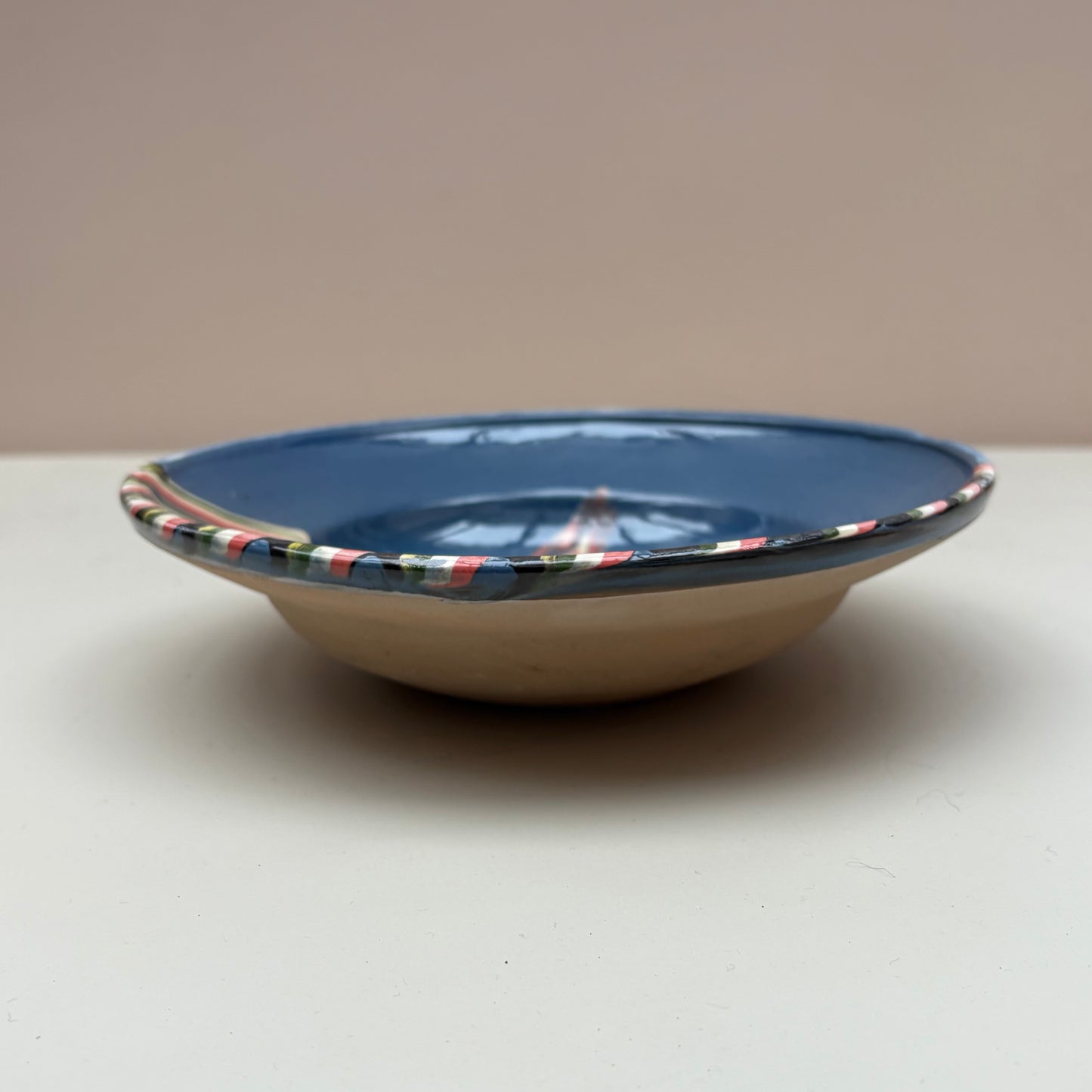 Blue Ceramic Shallow Bowl