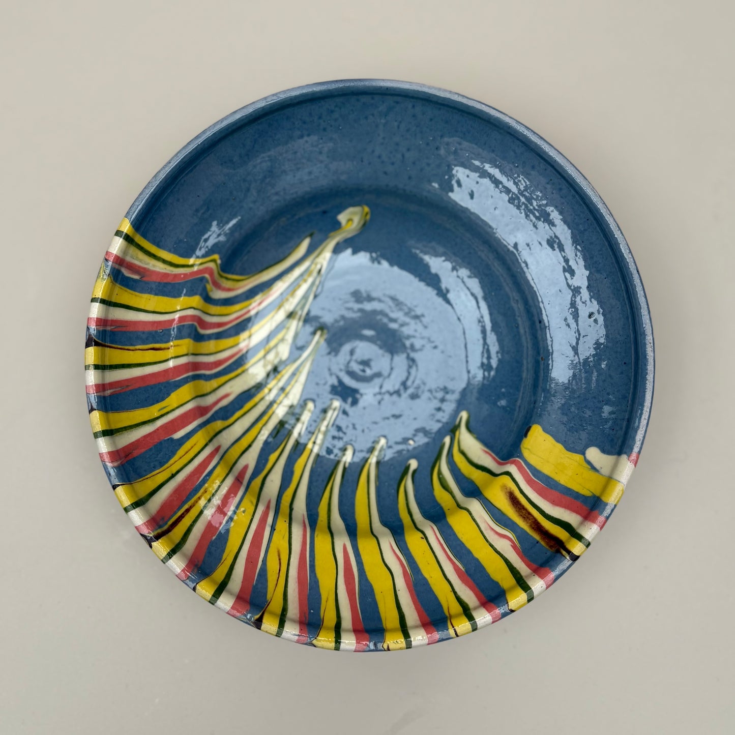 Blue Ceramic Shallow Bowl