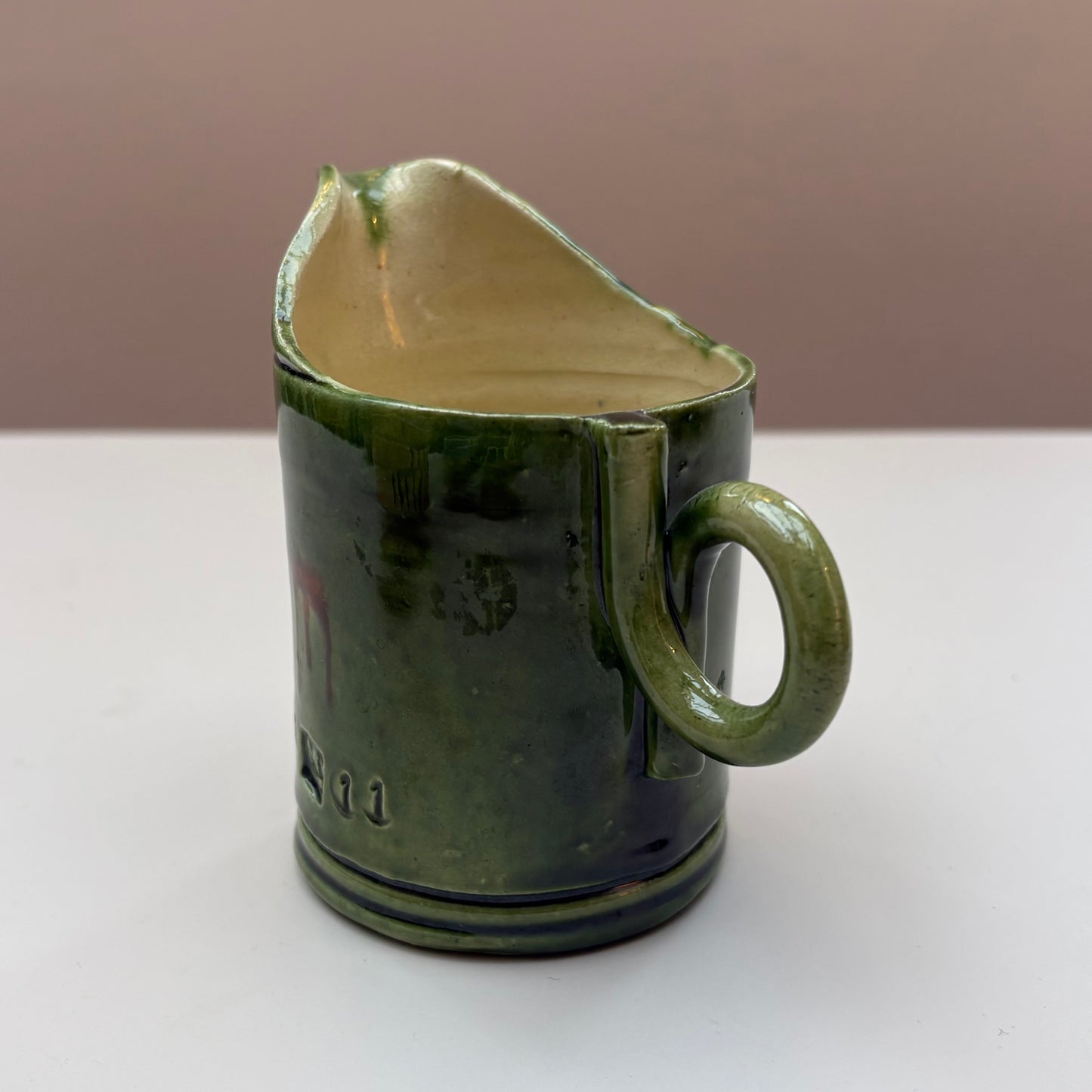 Green Pottery Milk Jug