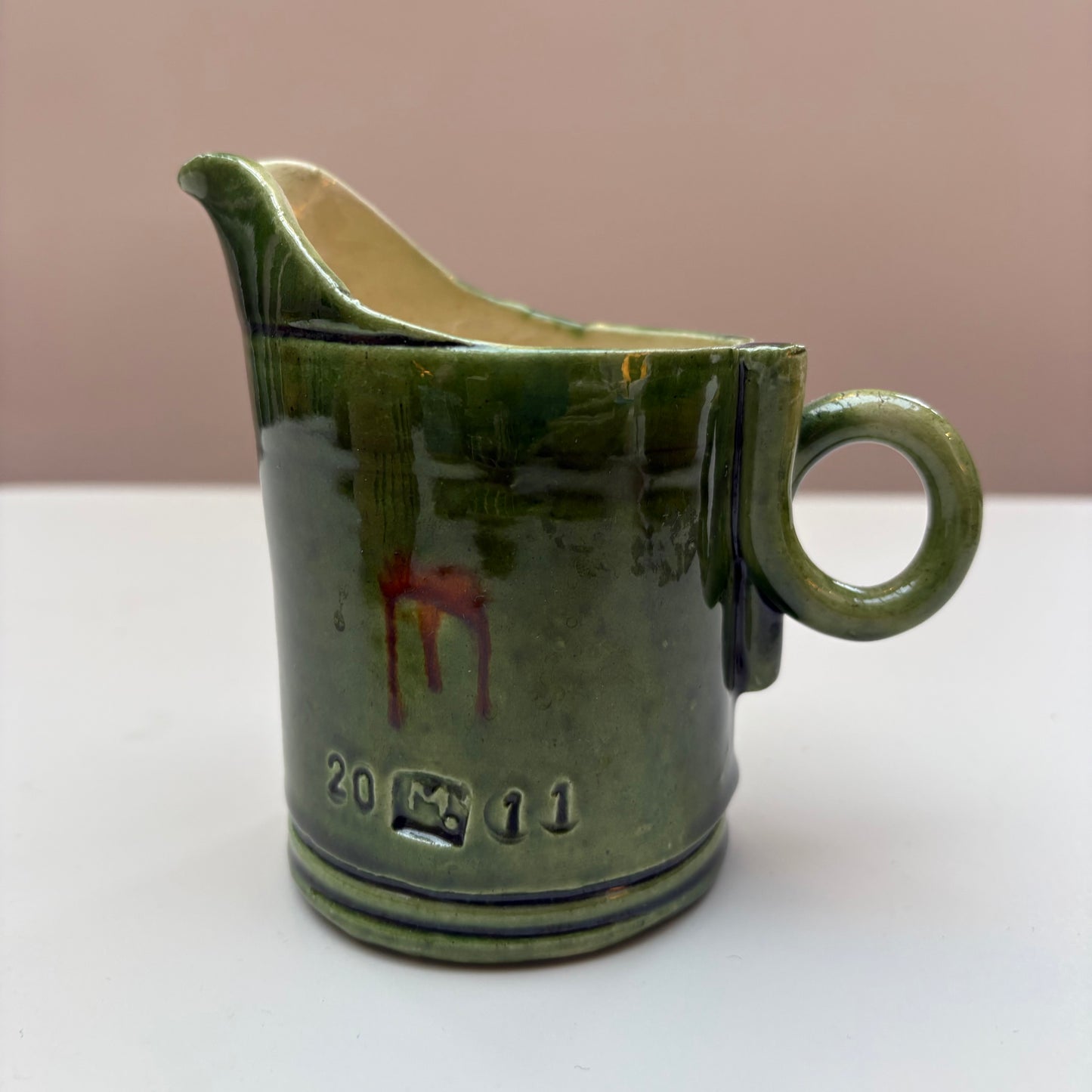 Green Pottery Milk Jug