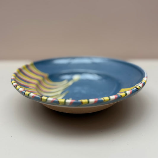 Blue Ceramic Shallow Bowl
