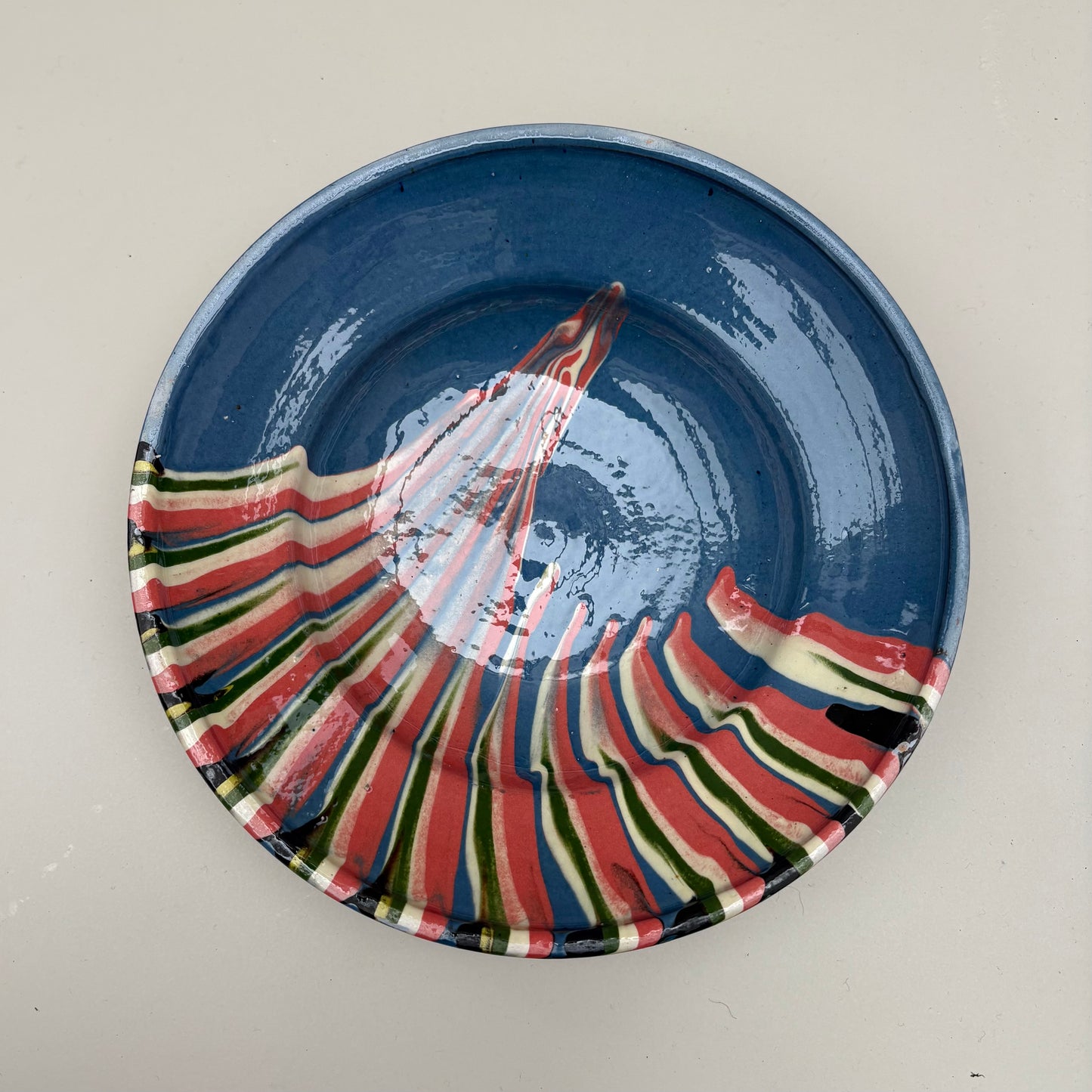 Blue Ceramic Shallow Bowl