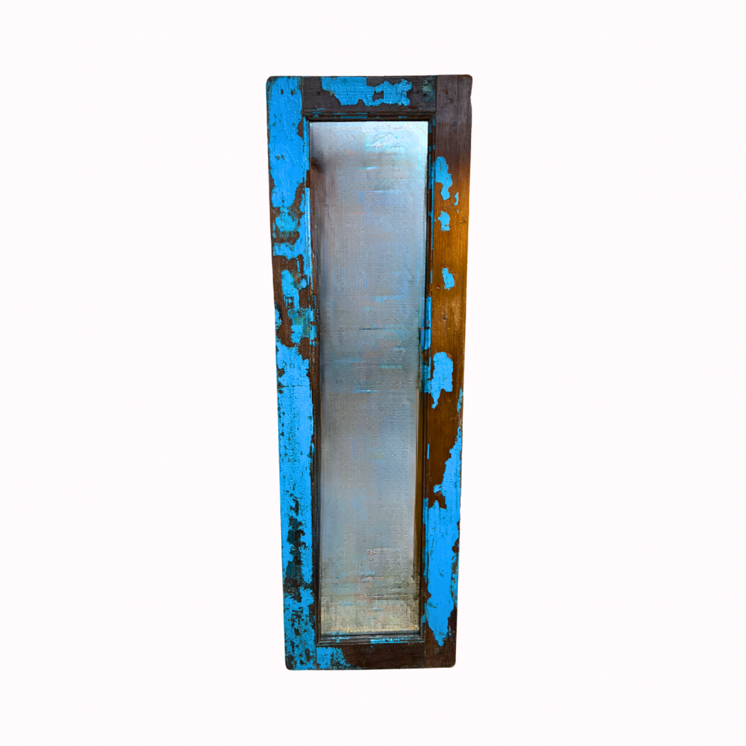Vintage Blue Distressed Mirror